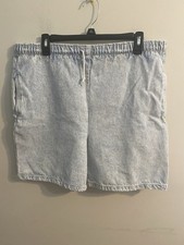 VTG Gitano Express Chambray Style Light Wash Striped Drawstring Shorts Sz 11 12