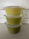Set Of 3 Vintage Pyrex Verde Casseroles With Lids 471, 472 473