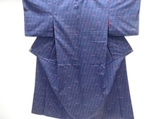 7662869: JAPANESE KIMONO / ANTIQUE KIMONO / SILK / TSUMUGI / WOVEN CROSS KASURI