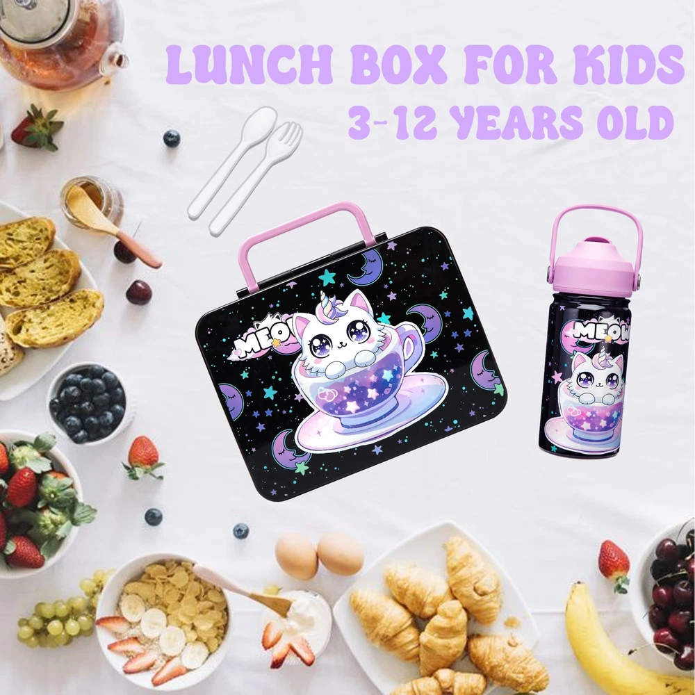 Insulated Kids Lunch Box with Bento Container and Water Bottle