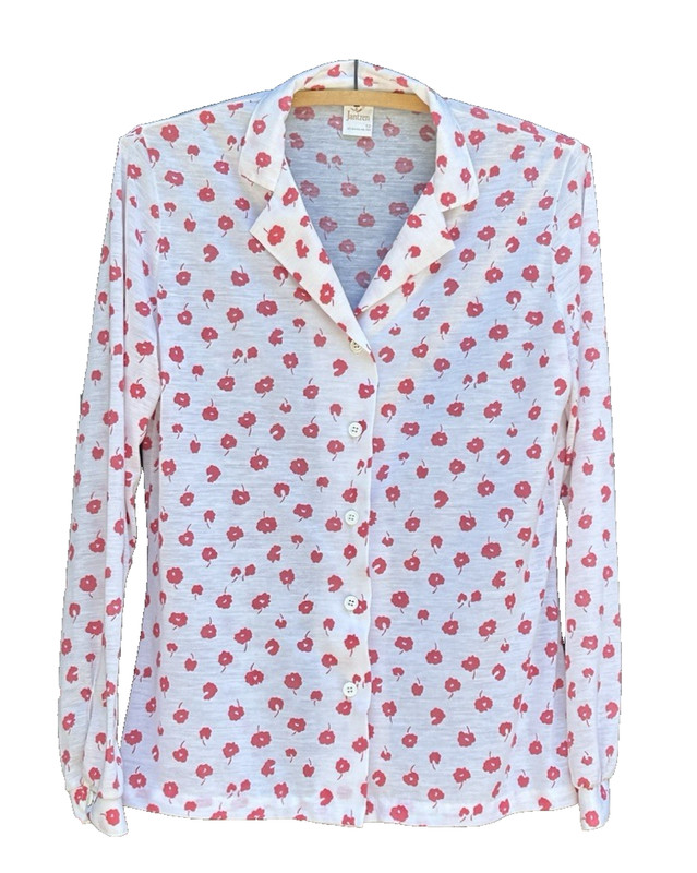 Vintage JANTZEN Womens Size 12 Long Sleeve Lightweight Floral Long Sleeve Blouse