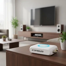 Compact 2-Channel NTSC RF Modulator - Reliable Audio/Video Converter for CATV