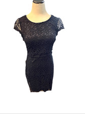 Harper Navy Blue Lace Overlay Open Back Dress Sz S