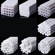 ABS Hollow/Solid Bar Tube Styrene Plastic Rod DIY Model Building 250mm Long