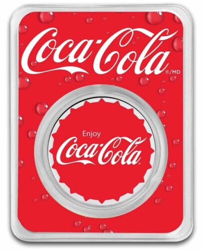 Coca Cola ® 1 oz coloreado plata .999 redondo (tapa de botella) en TEP - Imagen 1 de 4