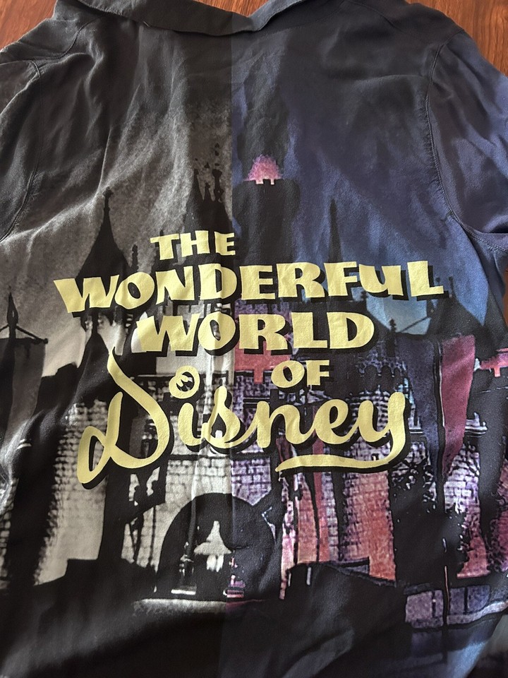 Disney 100 The Wonderful World Of Disney Men's Button Up Graphic Castle