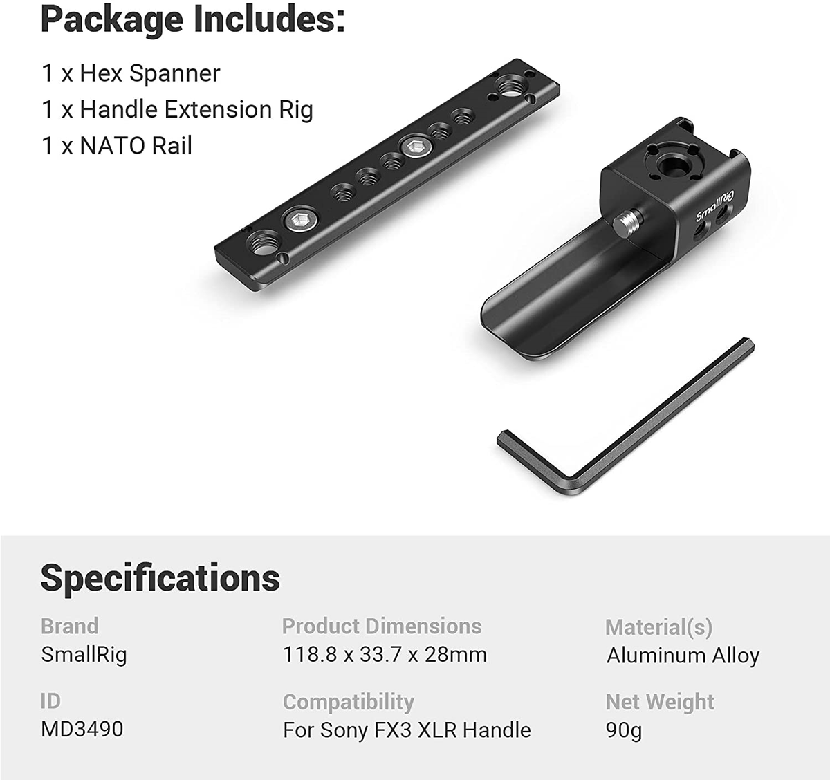 SmallRig Sony FX30 / FX3 XLR Handle Extension Rig MD3490