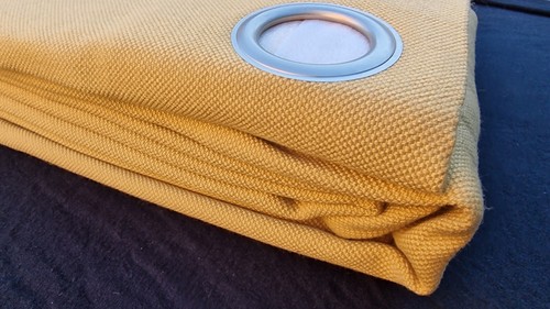 1 Pair B&Q Taowa Yellow/Mustard Plain Unlined Ring Top Eyelet Curtains 55"x102" - Picture 6 of 6
