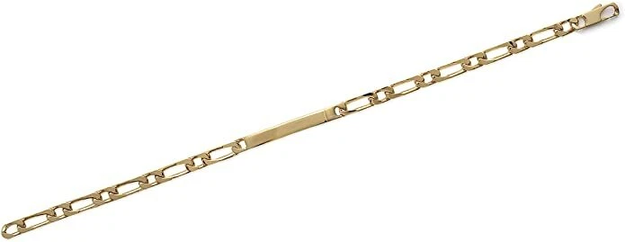 Gourmette Plaqué Or 18 Carats - Maille Figaro 10 Mm, 22 Cm, Gravure Possible, Neuve Avec étiquettes