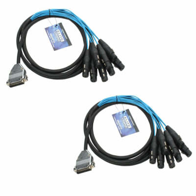 2 D-Sub 25-pin DB25 to 8 XLR Female 10 ft Audio Breakout Snake Quality Cables