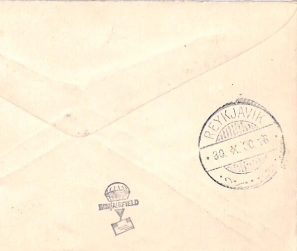 ICELAND Air Mail Cover 1930 Reykjavik AEROPLANE Overprint Pair {samwells}YT2 - Image 4 of 4