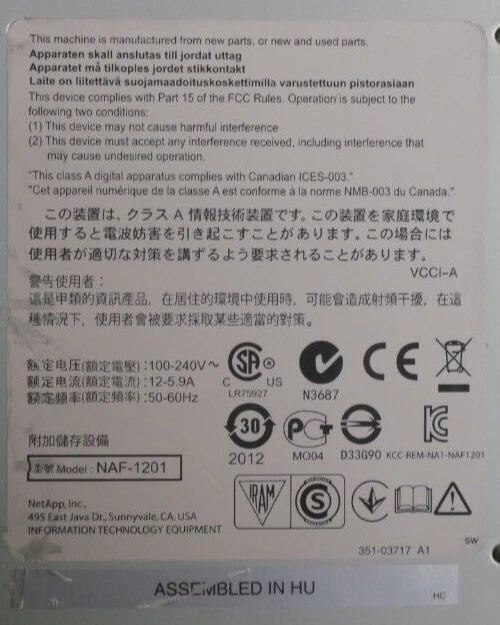 NetApp FAS2220 12x 3.5" Bay 2U Dual Controller Storage System NAF-1201 2x PSU - Image 3 of 4