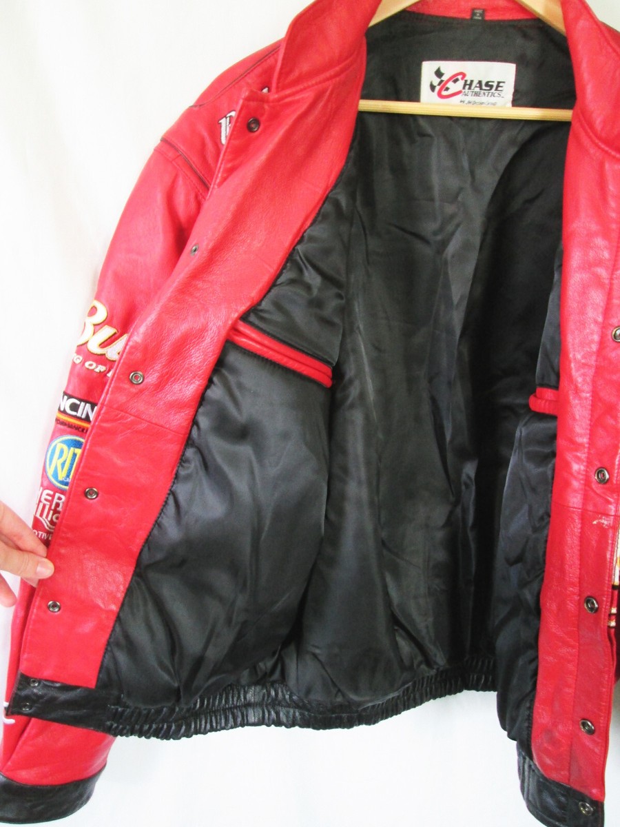 Vintage L NASCAR #8 Dale Earnhardt Jr Budweiser Red Leather Jacket