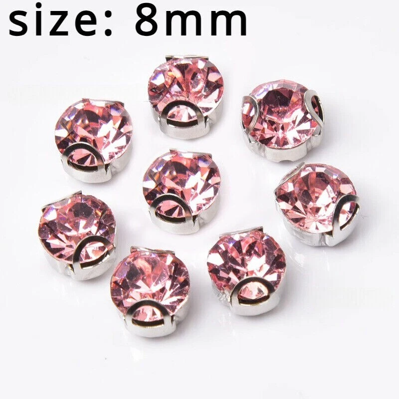 100pcs Glass Crystal Beads Glitter Sew on Craft DIY Material for Shoes Jewellery - Image 2 of 4
