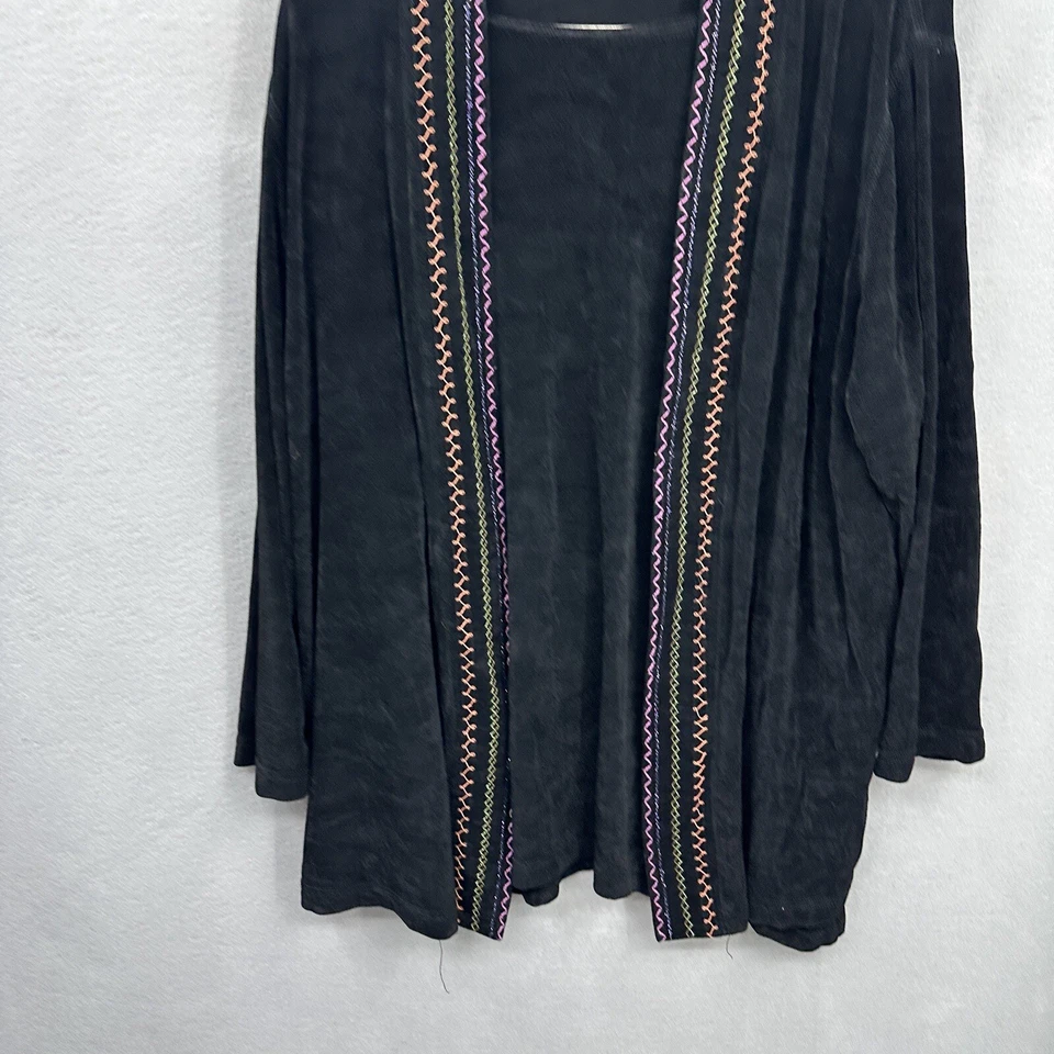 Conjunto Top Kimono Vikki Vi Mujer Plus 2XL Negro Slinky Tejido Bordado Boho Foto 3 de 4