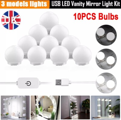 Schminkspiegel Leuchten 10 LED Set Birnen Kosmetikleuchte dimmbar Lampe Dressing USB