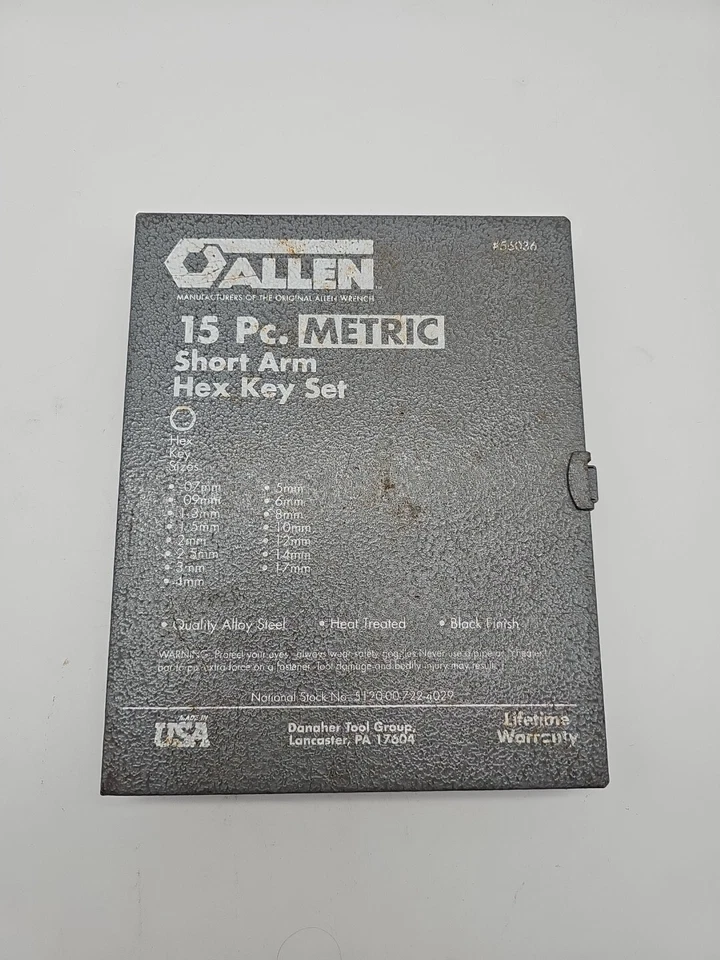 Allen Tools 15 pc. Short Arm Hex Key Set 53036 USA  - Image 2 of 4
