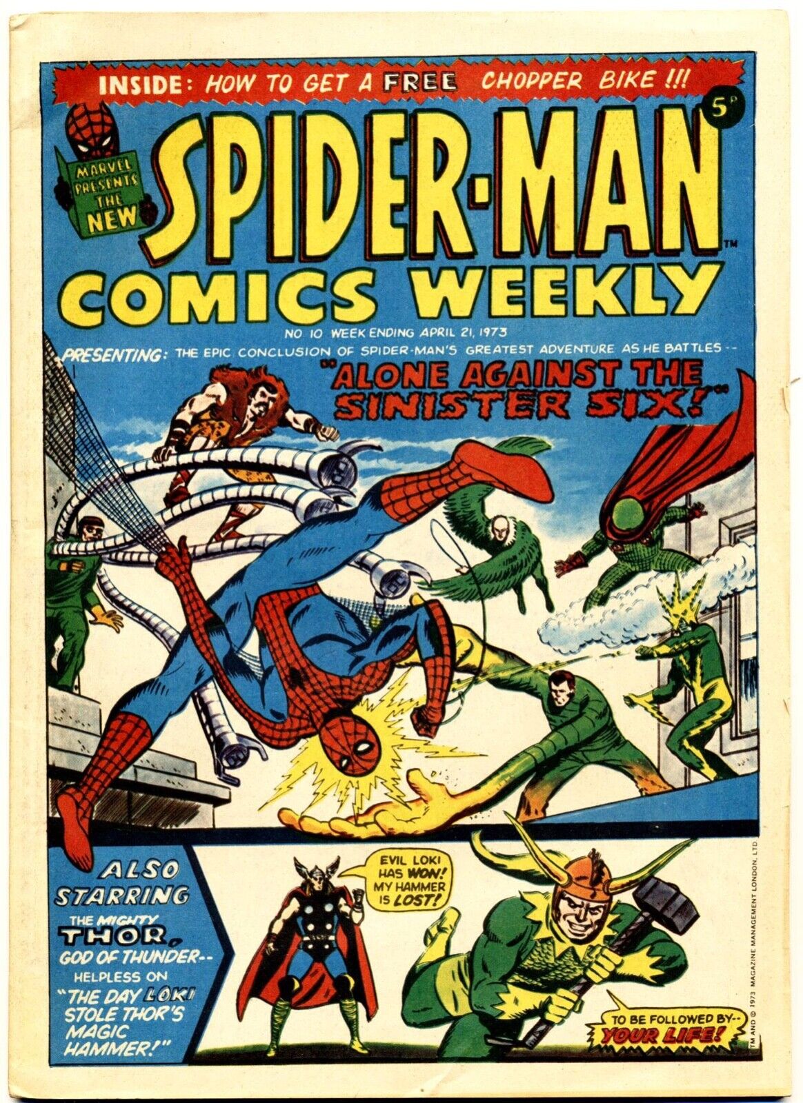 SPIDER-MAN COMICS WEEKLY #10 VG/F, UK Marvel Magazine 1973