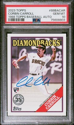 2023 Topps Baseball Corbin Carroll (RC) Auto #88BACAR - PSA 10 Gem 