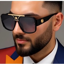 Men Sunglasses Classy Square Black Lens Cholo Style Hip Hop Gangster Style Gafas