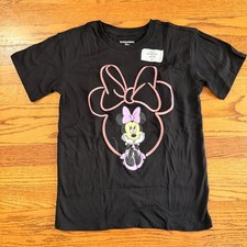 Disney T-Shirt Minnie Mouse Embroidered Bow Black Youth Girls XL 12/14 