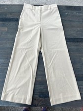 Ann Taylor Pants Women 2P Wide Leg Trouser Office Career Minimalist Beige Zip