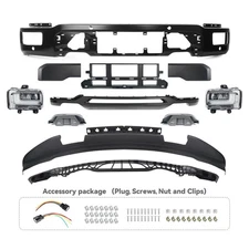 Front Bumper Cover Kit For 2024-2026 Ford F-150 Black w/Sensor Hole w/Fog Light