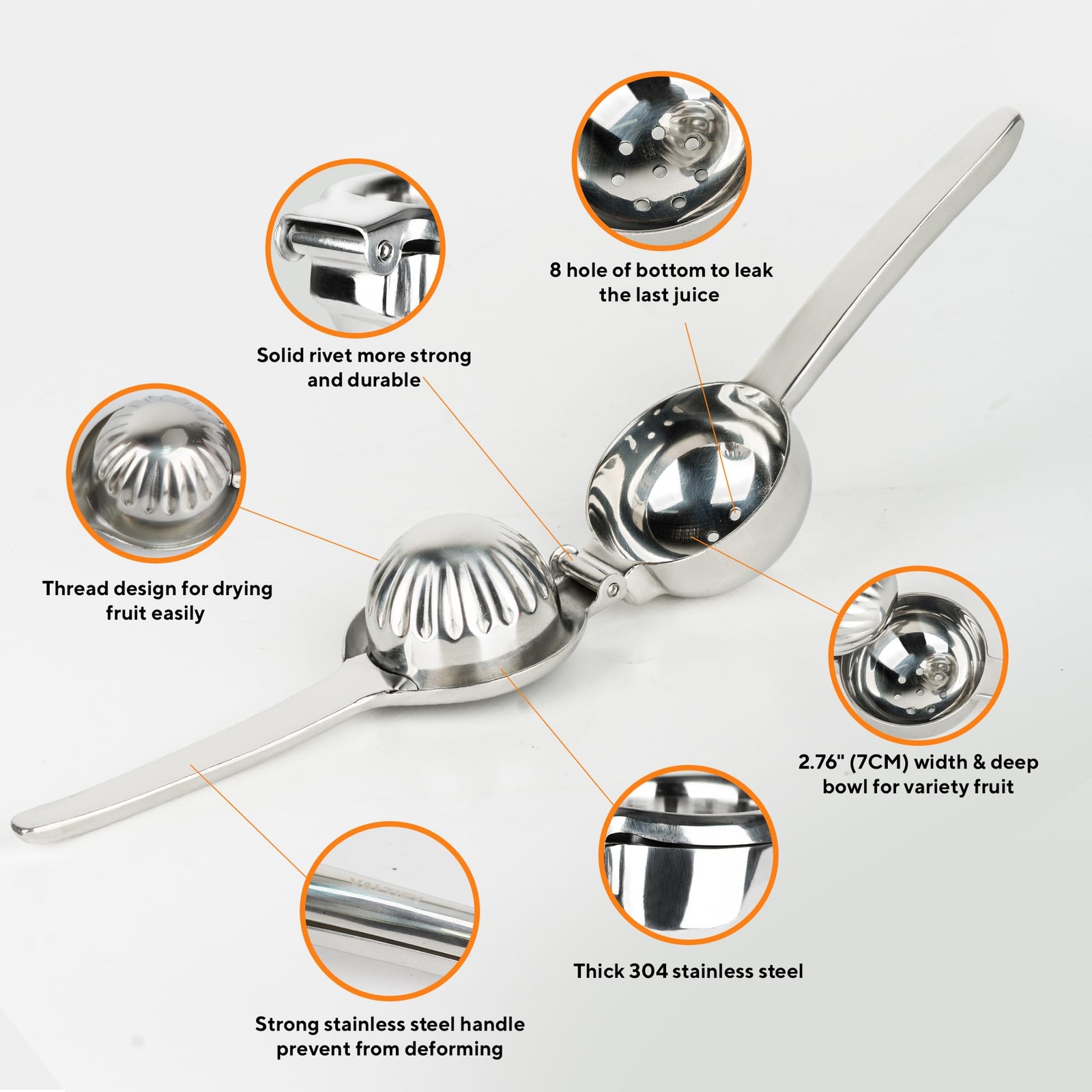 Stainless Steel Lemon Squeezer | Heavy Duty Handheld Juicer with Large Bowl |...