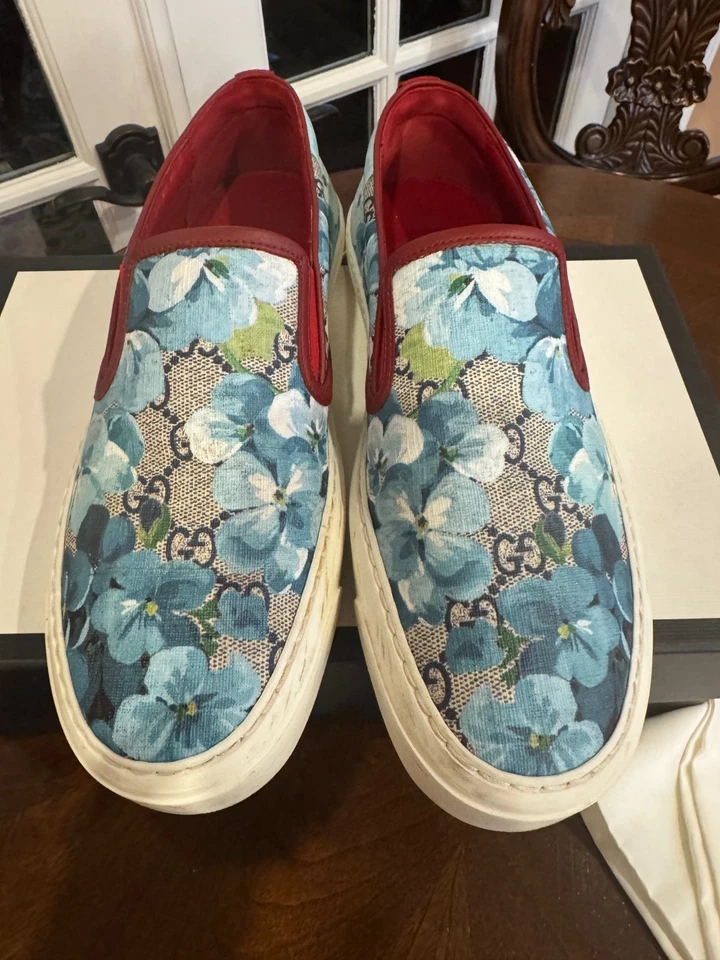 Auténtica Zapatilla Gucci de Lona de Cuero, Damas Sin Cordones TALLA US 7.5 Foto 2 de 4