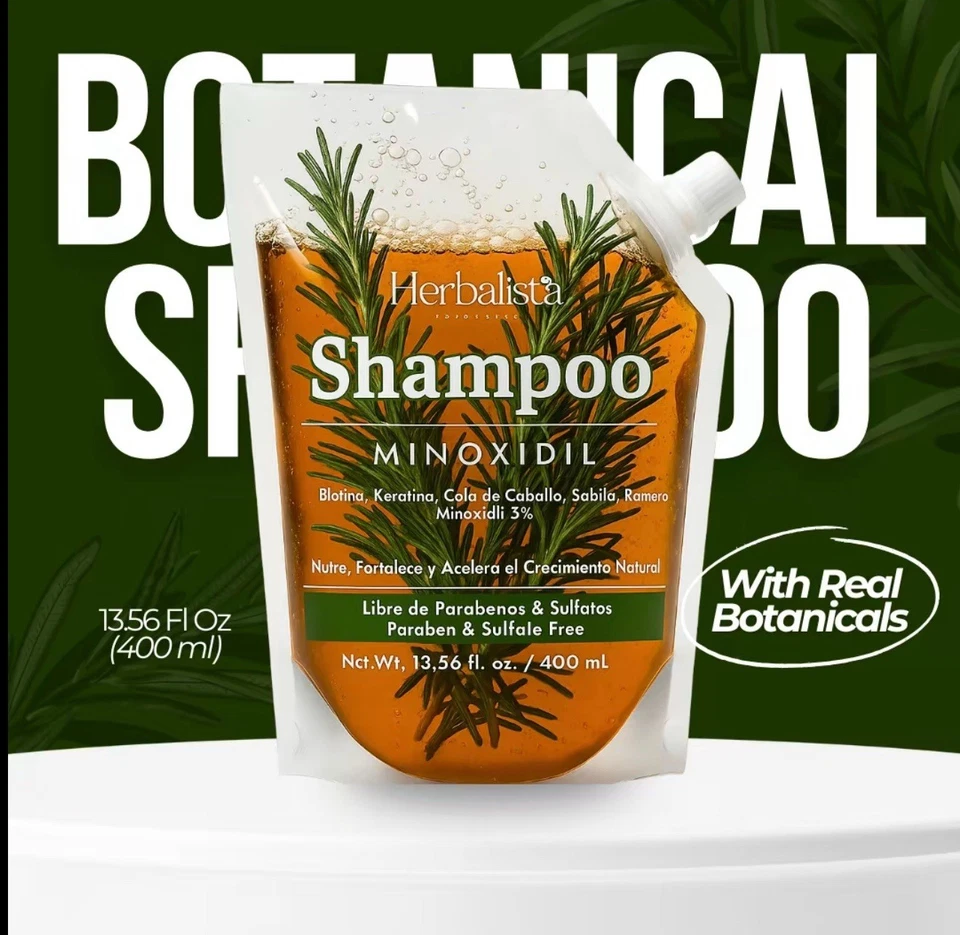 400ML Minoxidil 5% shampoo W/ Pcs of Rosemary ,Cinnamon, Aloe, Mint Botanicals - Image 3 of 4