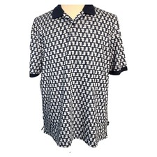 Ted Baker London Men s Patterned Polo Shirt Navy Geometric Print Size 5 XL