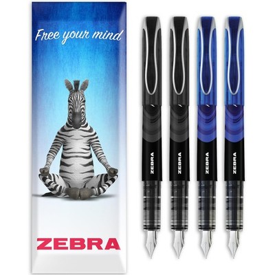 Zebra Fuente - Disposable Fountain Pen - 1 Count (Pack of 1), Black and Blue