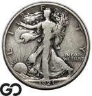 1921-D Walking Liberty Half Dollar, Low Mintage Choice FINE Key Date