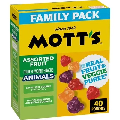 Mott's Fruit Flavored Snacks, Animals Assorted Fruit, Family Pack, 40 CounT