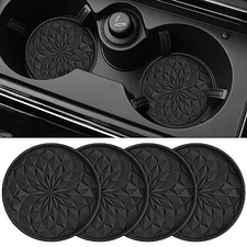  Car Coasters for Cup Holders [4 Pack] - 2.75In Silicone Auto Mug 4 Pack-black