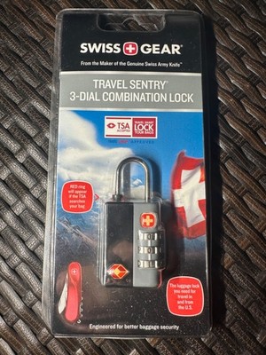 Swiss Gear Travel Sentry 3-Dial Combination Lock New Sealed TSA Accepted Black