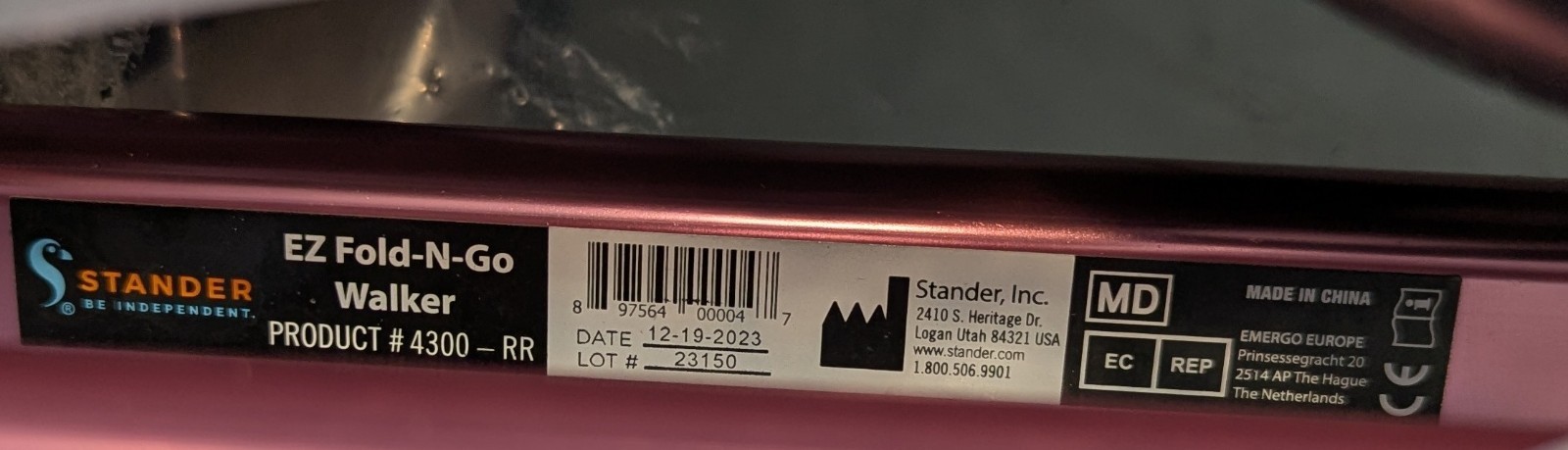 NEW Wonder Walker Plus 4300 RR, 2-Wheel Lightweight Folding Walker, Regal Rose