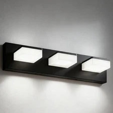 Black Modern 3 Lights 20 Inch LED Vanity Light Bathroom Over Mirror Wall Fixture