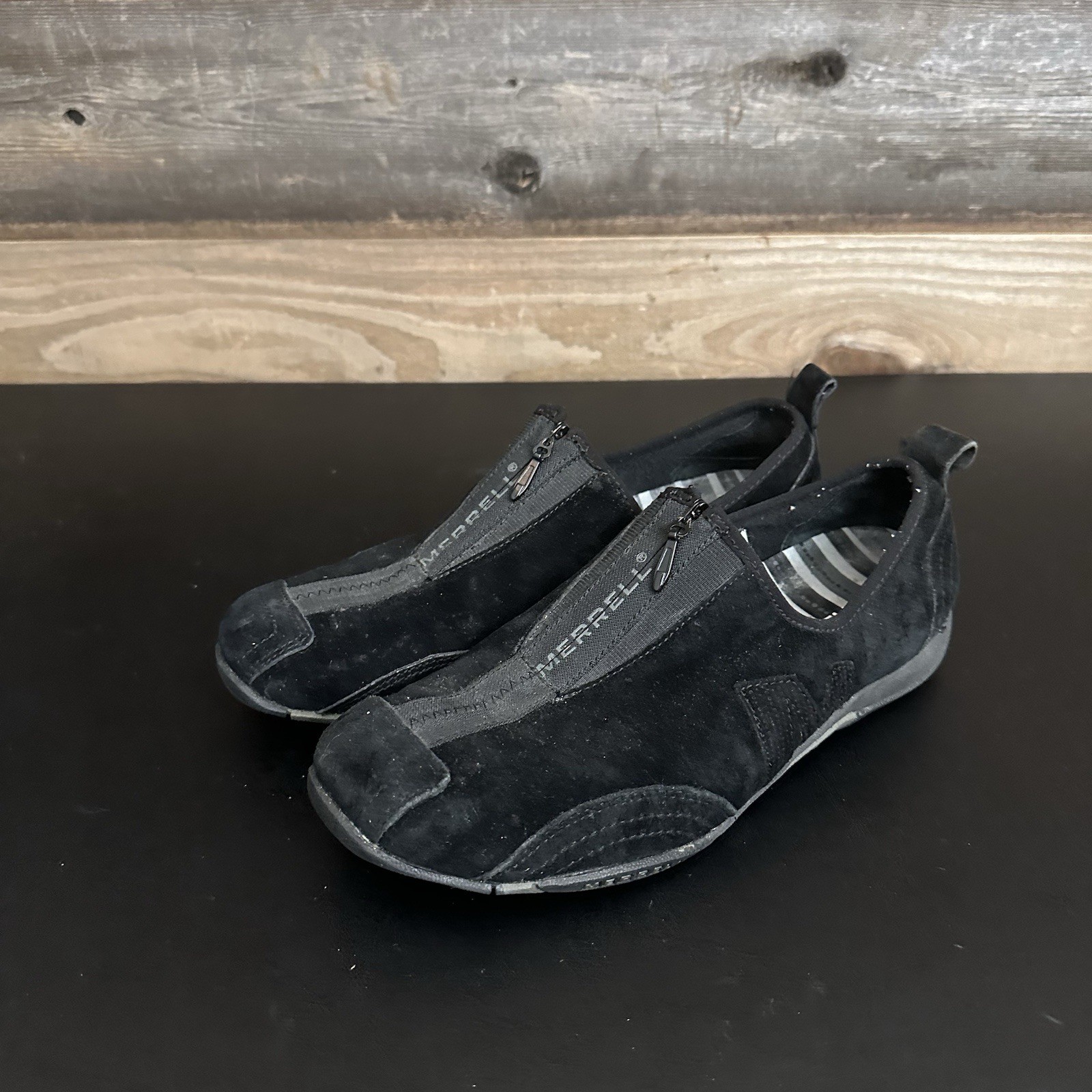 Merrell Barrado scarpe sneakers trail donna 9 5 pelle scamosciata con cerniera nere