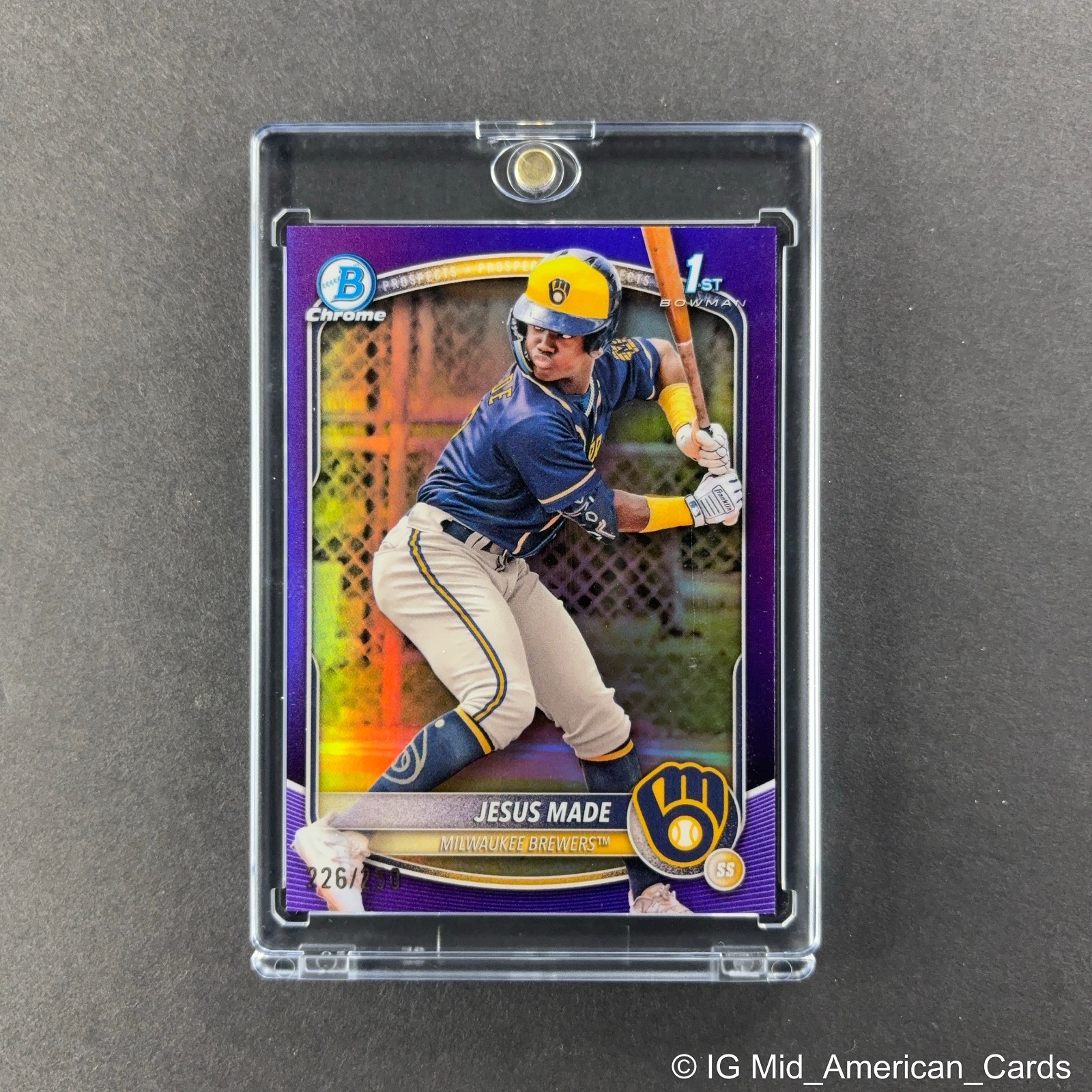 2025 Bowman Chrome Jesus Made 1st Bowman Purple Refractor #BCP-50 Brewers /250