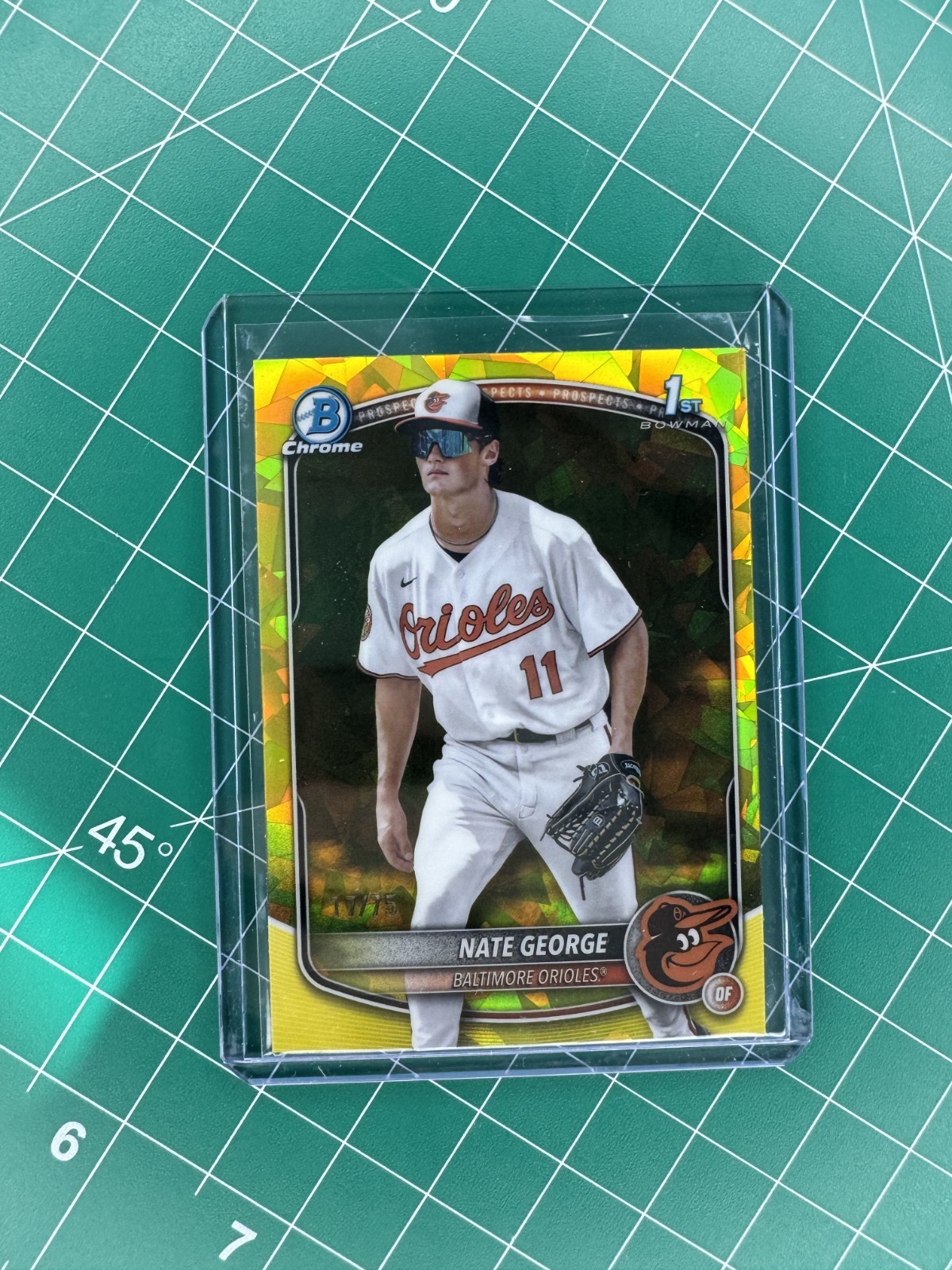 NATE GEORGE 2025 BOWMAN CHROME 1ST SAPPHIRE YELLOW ORIOLES /75