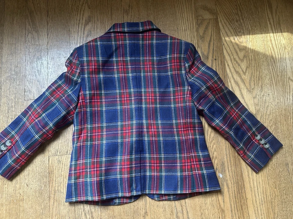 Abrigo deportivo a cuadros de lana Janie and Jack para niños talla 3 Foto 2 de 4