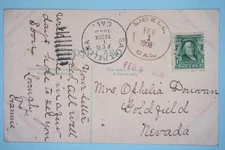 UNITED STATES COVER LIDELL CA 1908 GOLDFIELD NEVADA Z232