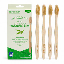 Rite Aid Adult Bamboo Toothbrushes Soft Bristles Eco Friendly BPA Free 4 Pack