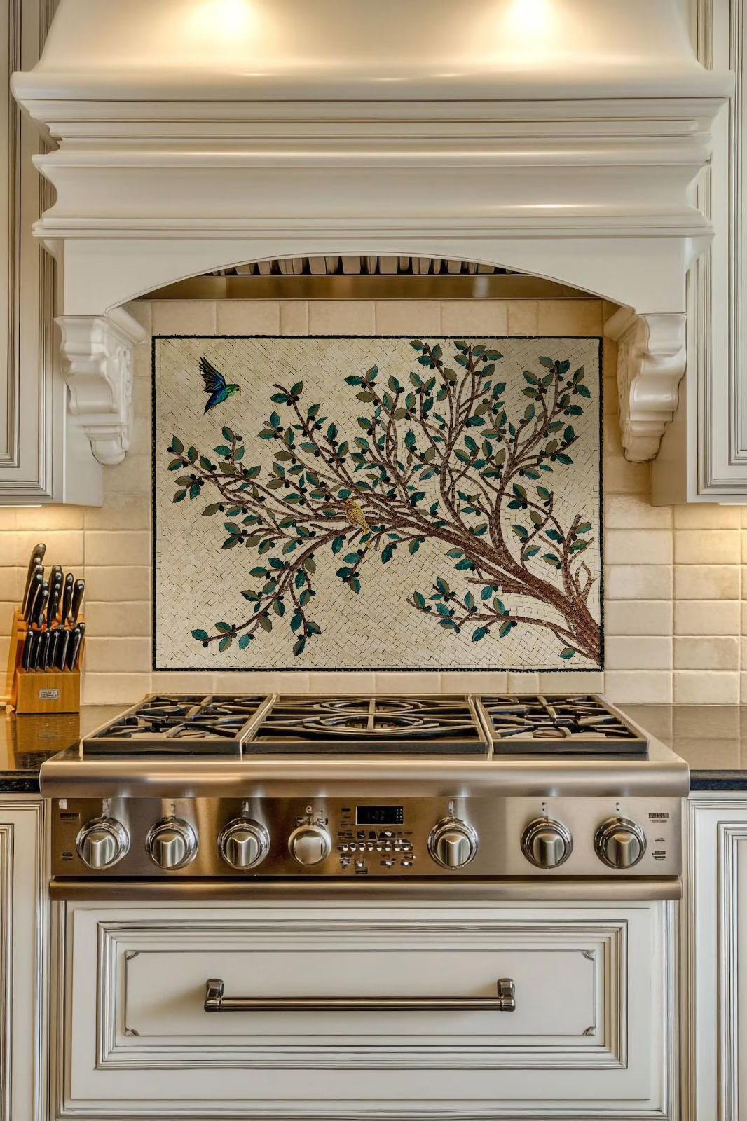 Kitchen backsplash Tiles 28''x20'' olive Tree Marble Mosaic Wall Mural