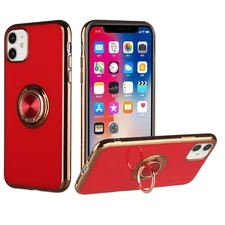 GSA Electroplated Solid Ring TPU Case For iPhone SE (2022-20), 8 & 7 Red