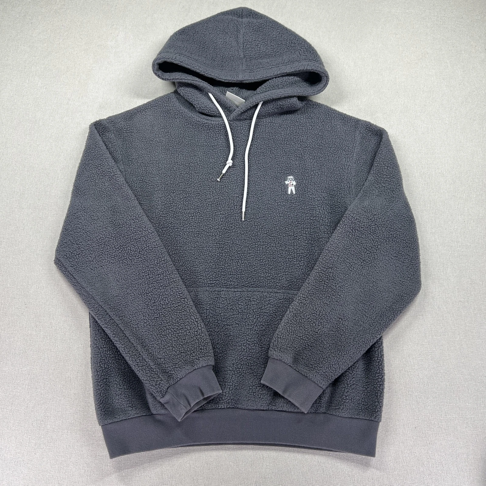 Barstool Sports Hoodie Womens Large Gray Sherpa Fleece Astronaut Logo Pullover
