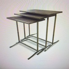 Joseph Jeup Cole Nesting Tables Set of 3 Metal Frame Wood Top Dark Brown Black