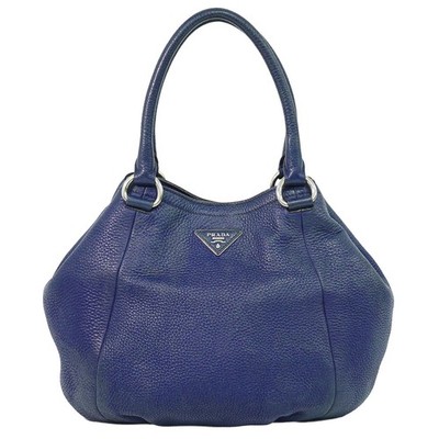 PRADA Leder Handtasche Navy Silber