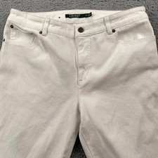 Lauren Ralph Lauren Jeans Womens 12 White Premier Straight Leg Denim Pants 32x29